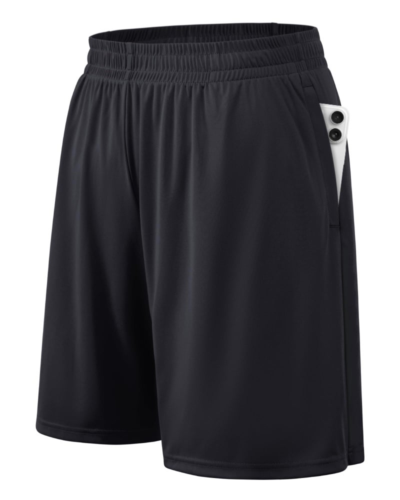 BALENNZ Athletic Shorts for Men with Pockets and Elastic Waistband Quick Dry Activewear Black - Image 1